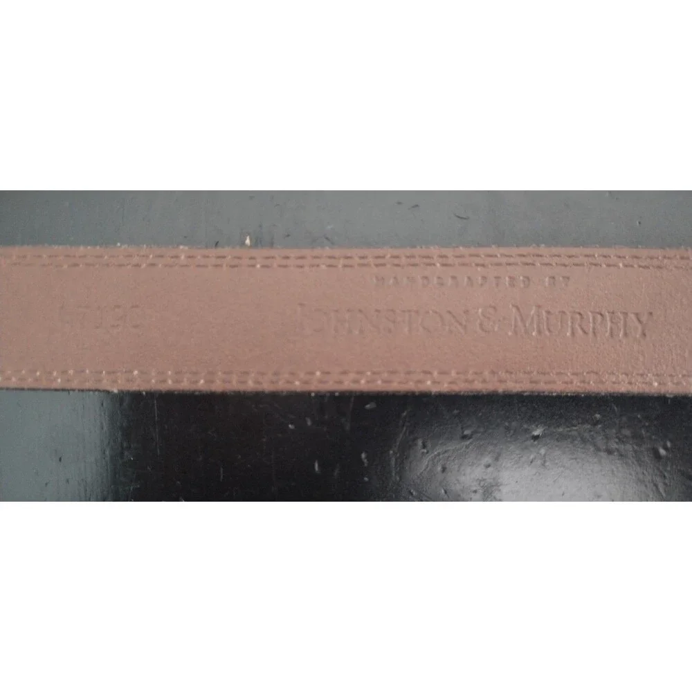 Johnston & Murphy Belt Mens Size 40 Analine Kipskin Shoulders Black Brass Buckle